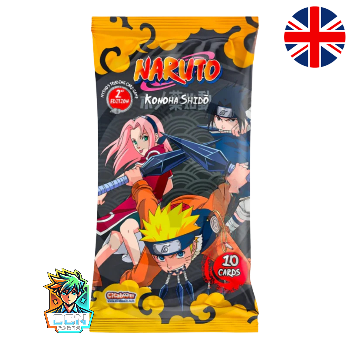 6x Naruto Mythos Card Game - First Set 2nd Edition Konoha Shidō Booster - ENG
